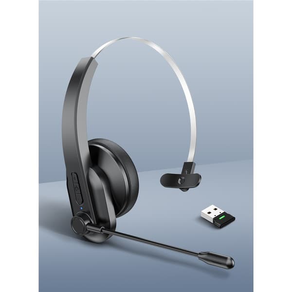 Bluetooth-headset med mikrofon, brusreducerande trådlösa on-ear-hörlurar