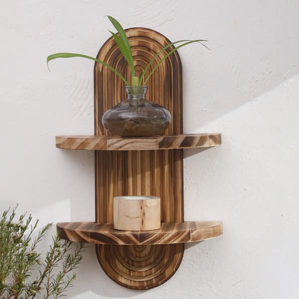 Dobbeltlags buede flytende hyller i midten av århundret kunst boho-dekor design