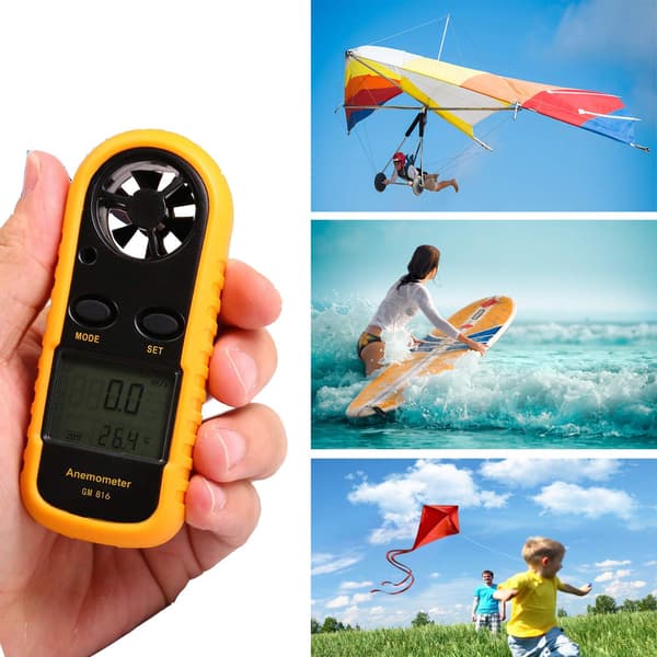 Håndholdt anemometer, digital LCD-bakgrunnsbelysning vindhastighetsmåler, lett luftstrømhastighetsmåling