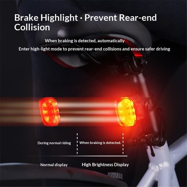 Smart sykkelbaklys Bremsesensor Sykkelbaklys Lyse LED-sykkellys Sykkelsikkerhet Vei