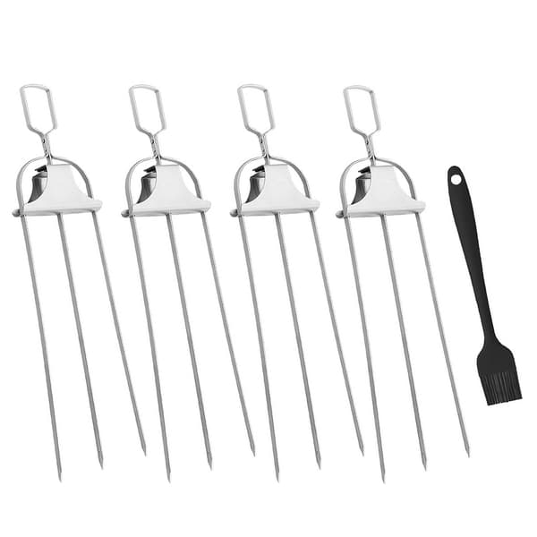Spyd til kebab, 4-STK 14 tommer 3-takkede kebabspyd til grillning, spyd i rustfrit stål