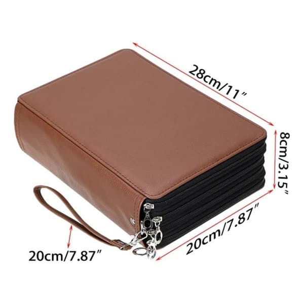 200 pladser farveblyant organizer - Deluxe PU læder penalhus holder (sort, eksklusive blyanter)