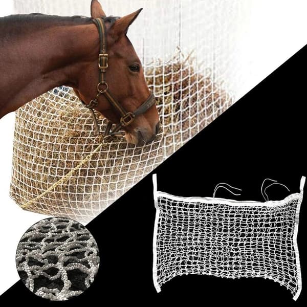 Långsam utfodring höpåse med liten öppning för hästens heldagsutfodring
