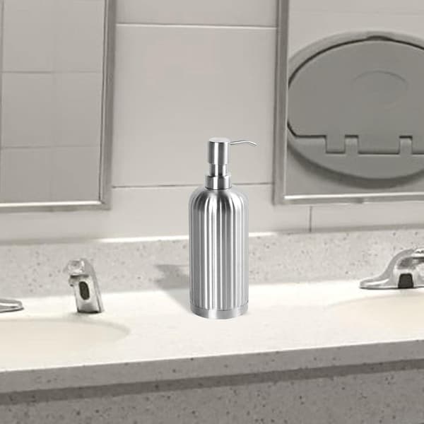Tvålpump, randig design diskmedelspump borstad nickel