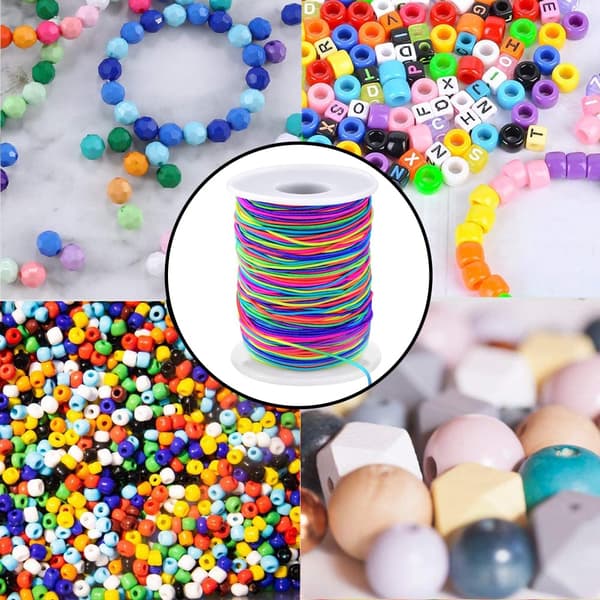 1 mm strækbar armbåndsnor, robust regnbue elastisk snor elastisk snor til smykkefremstilling, halskæder, perler og håndværk