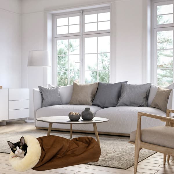 Vinter Katt Sovsäck Halvsluten Kattbo Varm Liten