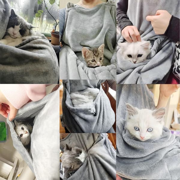 Husdjursbärare Förkläde med Sovsäck Handsfree Bärsele Katt Bärsele Bindningspåse (Grå)