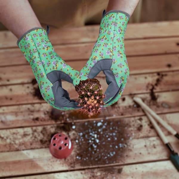 Mikrofiberhandskar med tryck, trädgårdshandskar för plantering och ogräsrensning, trädgårdshandskar