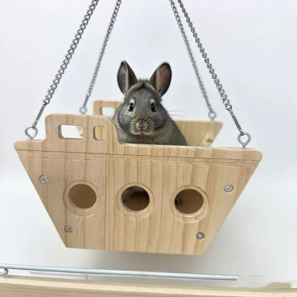 Chinchilla seng hængende, træ chinchilla legetøj og bur tilbehør