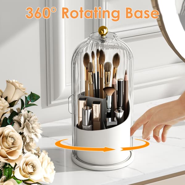 Makeupbørsteholder 360 roterende klar makeup-organizer til badeværelsesbordplade