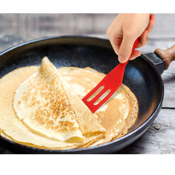 Serveringsspatel Flexibel Nonstick Silikon Serveringsspade Värmebeständig Kakspatel Slitsad Spatel för att Vända (Röd och Svart, 2)