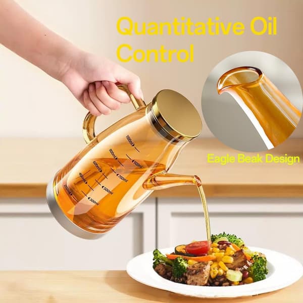 Stor oljedispenserflaska i glas (klar, 1000 ml)