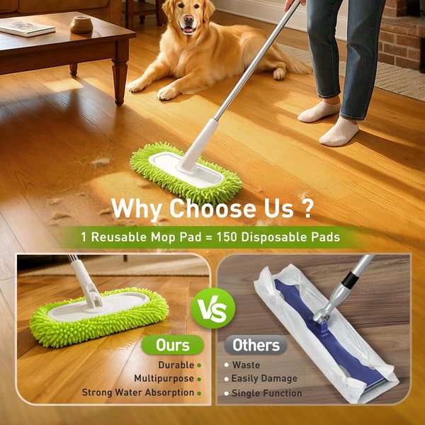 Tørrefejeklude Mikrofiber Vådmopsepuder Kompatibel Moppeudskiftning Feje- og Moppepude Refiller