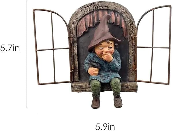 2 stk. Bits and Pieces Nisse ud af vinduet Havepynt Udendørs Træansigter