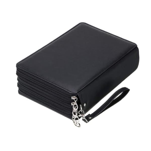 200 pladser farveblyant organizer - Deluxe PU læder penalhus holder (sort, eksklusive blyanter)