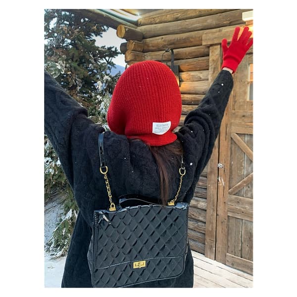 Dame Vinter 2-i-1 Hettehatt Skjerf Sjal Heklet Strikket Pullover Halsvarmer