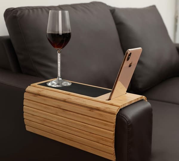 Sofabrett for armlene Fleksibelt/sammenleggbart sofabrett Roterende telefonholder Sofabord Perfekt