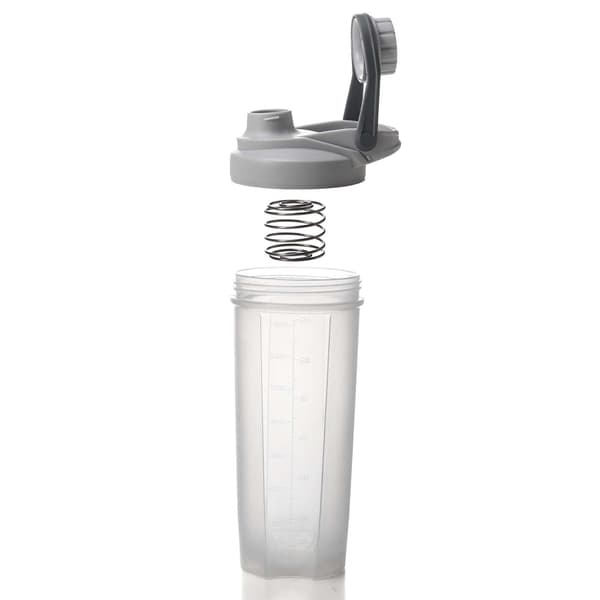 24oz Shakerflaska, läckagesäker Shakerkopp. Solid skruvkorkkopp, diskmaskinssäker för proteinblandningar, klar grå