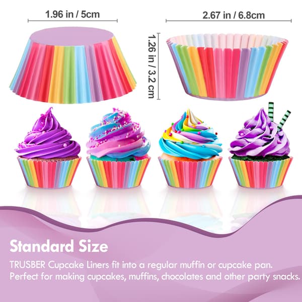 Regnbue Cupcakeforme, 100 stk. Bageforme Papir Muffinsforme Nonstick Muffinsforme Bagekopholdere til Bryllup, Fødselsdag