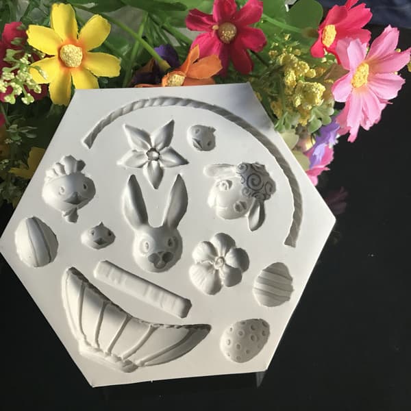 Silikonform for baking, skogdyr blomsterkurv silikonform kakebaking dekorering sjokoladeform påskeblomsterkurv