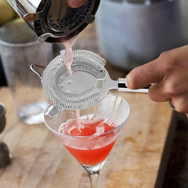 Cocktailsi i rustfrit stål, professionel drinksi, barsi, hawthorne-si til bar, klub, fest (sølv)