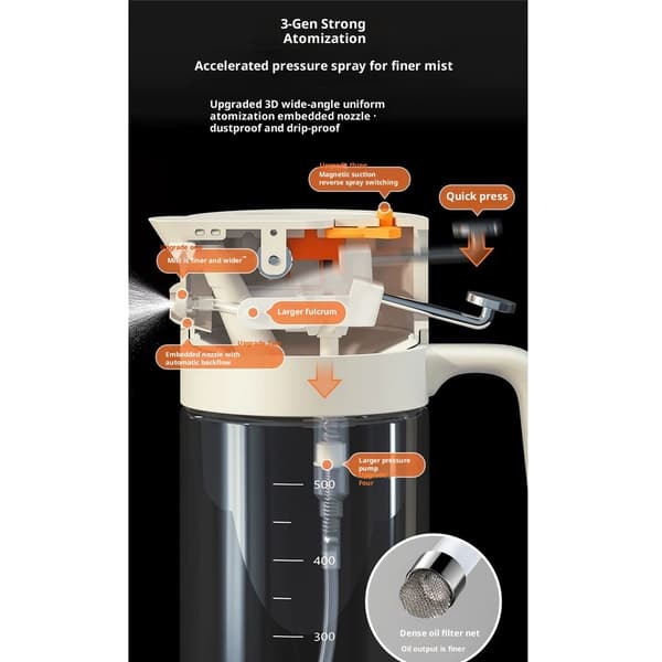 Oljesspruta för matlagning, stor avancerad olivoljedispenserflaska