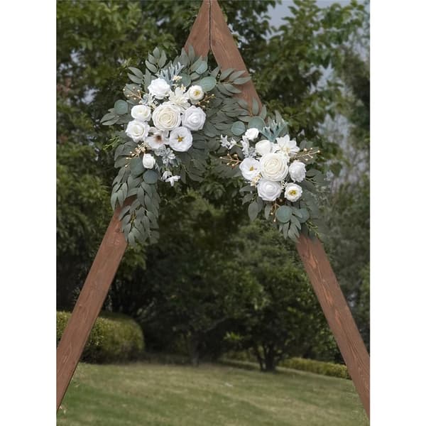 Faux bueblomst-swag-sett med 2 (hvit)