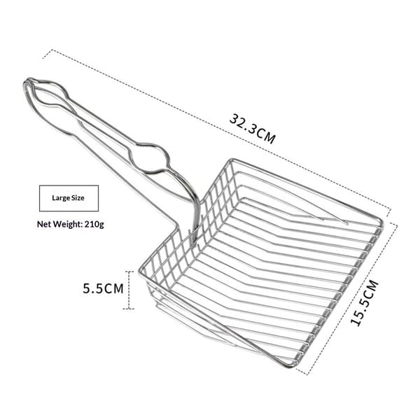 Kattespade - Stor metall kattesandspade, førsteklasses kattesandspade i rustfritt stål