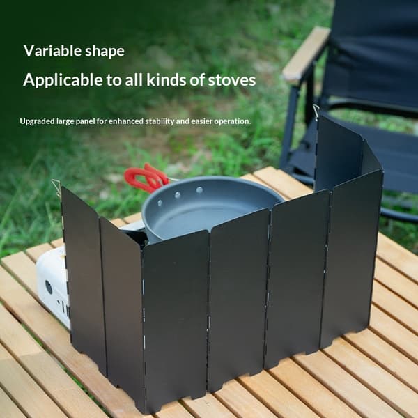 30 cm Campingkök Vindskydd, 10-panels Vikbart Vindskydd för Butan-/Propanbrännare & Grillar