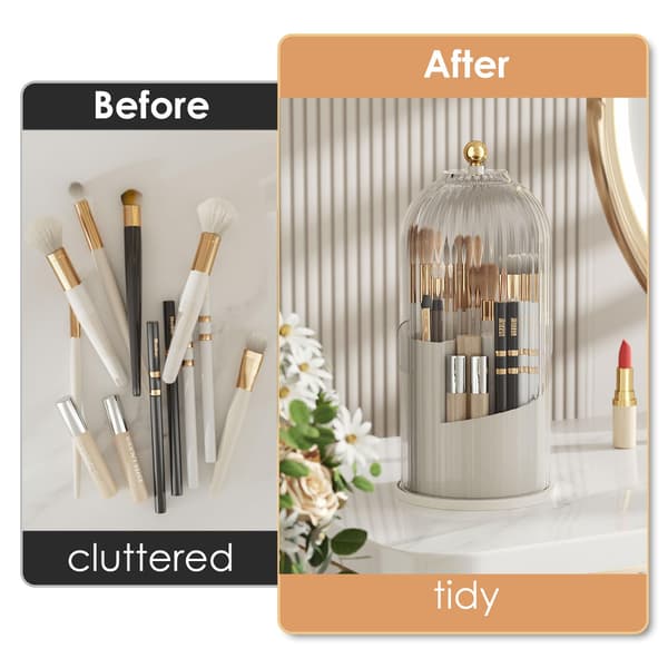 Makeupbørsteholder 360 roterende klar makeup-organizer til badeværelsesbordplade