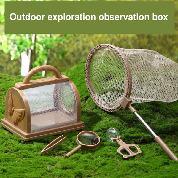 Sommerfuglebur, beholder til børn, observationssæt, naturobservationssæt, bærbart ormekiggerlegetøj, børn drenge piger