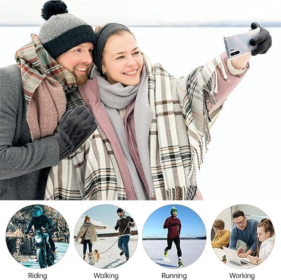 Vinterpekskärmshandskar - Herr Vinter Mjuka Varma Stickade Handskar Dam Pekskärm Textning Stretchiga Handskar