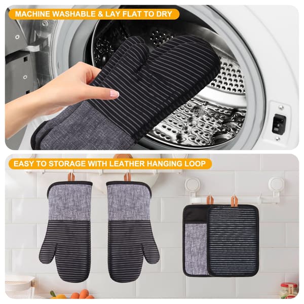 4-pack ugnsvantar och grytlappar, ugnshandskar i silikon, set med ugnsvantar, texturerat silikongrepp