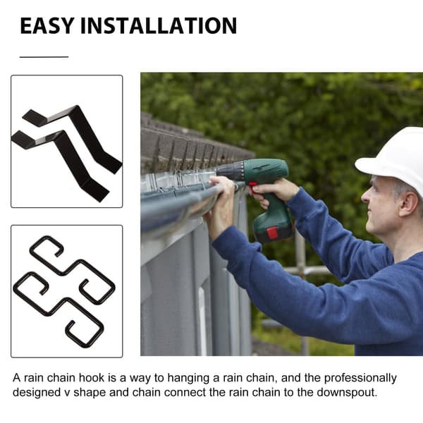 2 sett dekorative regnkjedeadapterkroker for nedløpsrørinstallasjon avløpskobling