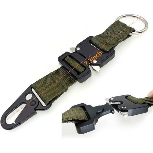 2-pak nøglering med quick release spænde gearclips og rustfri stålring (grøn)