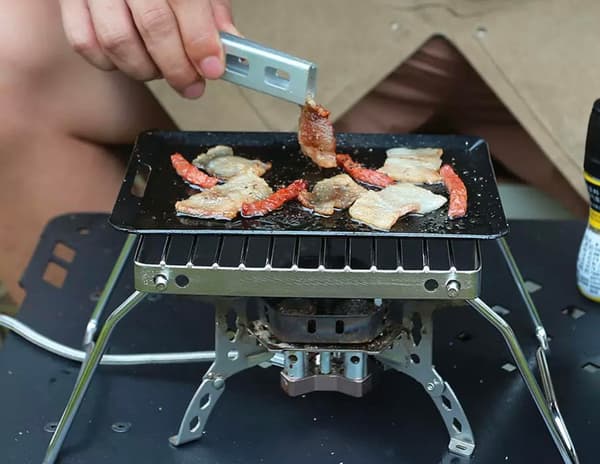 Sammenklappelige ben-rustfrit stål grillrist til gasblus-Ultralet mini bålstativ-Bærbar grillrist til backpacking/camping