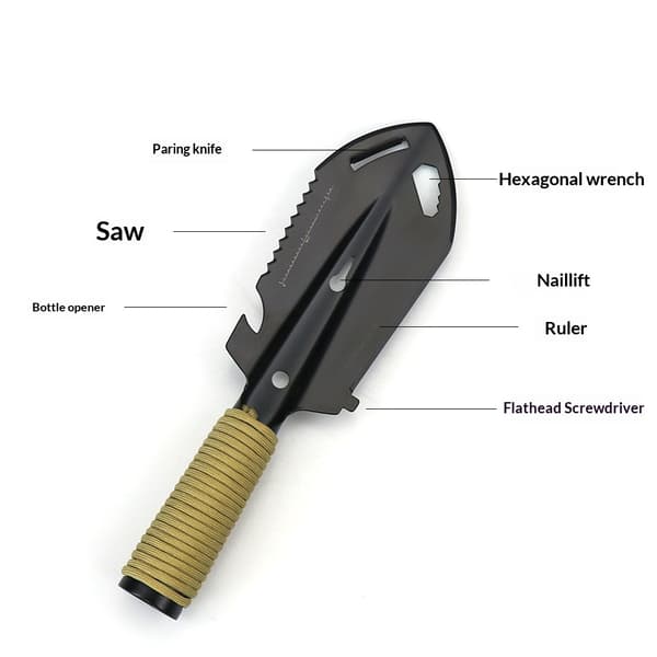 Vandringsspade, camping, backpacking, spade, multiverktyg, ultralätt campingverktyg, med bärpåse