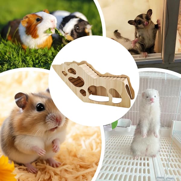 Hamster klatrelegetøj – træ | Træstigehus | Hamsterbro bur tilbehør |