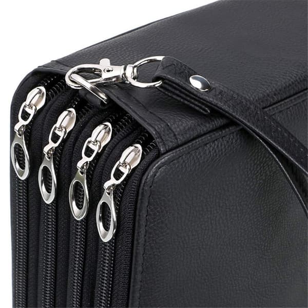 200 pladser farveblyant organizer - Deluxe PU læder penalhus holder (sort, eksklusive blyanter)