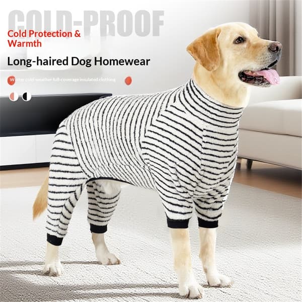 Randiga hundpyjamasar töjbara 4 ben hundjammies kläder