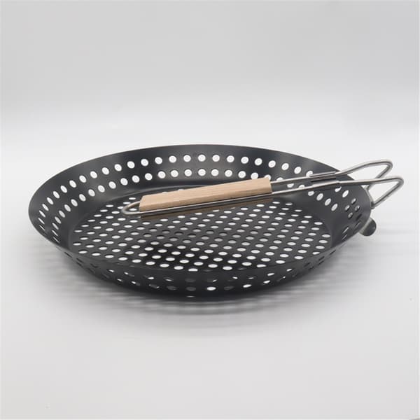 BBQ stekepanne med hull, BBQ grillpanne, sirkulær hul grillplate for wok