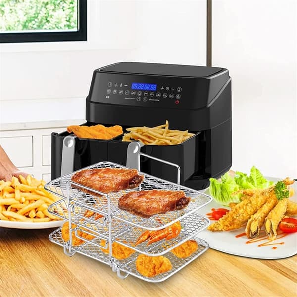 Airfryer-stativtilbehør til dobbeltkurv, 3 lag