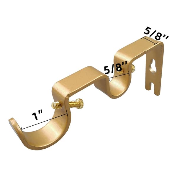 3PCS Guld Gardinstångsfäste, Dubbla Gardinstångshängande Fästen Väggmontering, Draperistångsfäste
