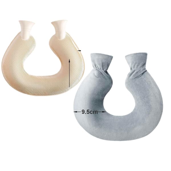 1L U-formet PVC luktfri varmeflaske for nakken (grå)