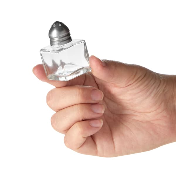 24-pak 1/2 oz Mini Saltbøsser i Rustfrit Stål - Mini Firkantet Glasterning Salt