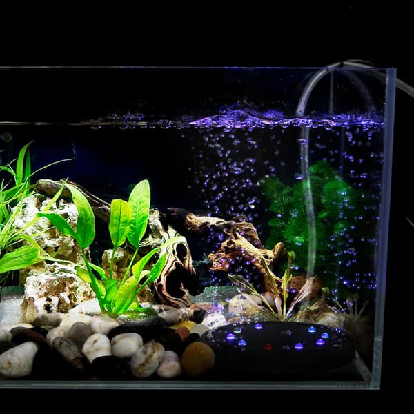 Akvariumbubbellampa Akvarieluftsten LED-ljus Luftpump Bubbelstenlampa