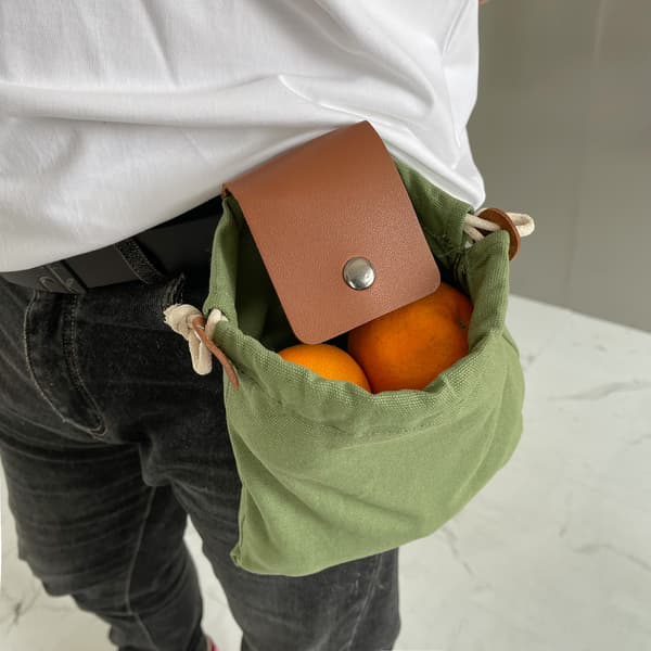 Fodersäck Canvas Utomhus Camping Fodersäck Svampförvaring Djungelhantverk Bälte Eldfrö
