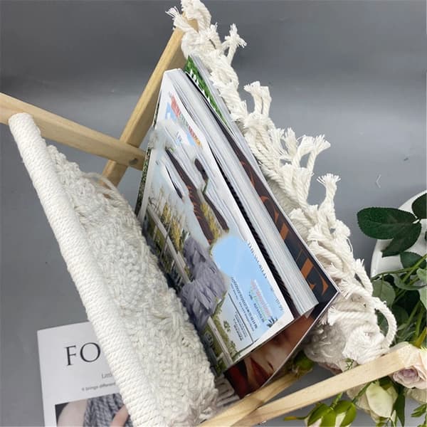 Tidningsställ Boho Förvaringshållare Stående Korg för Böcker, Tidningar, Swaddlefilt