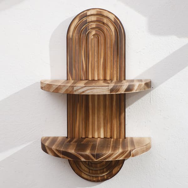 Dobbeltlags buede mid-century kunst boho indretningsdesign flydende hylder