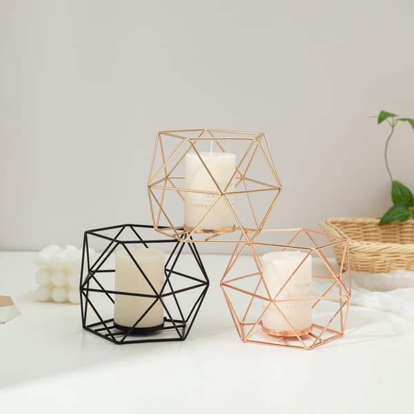 Telysholdere Metalltråd Jern Telysestake Geometrisk Lysestake Midtpunkter for Bryllup -Stykker